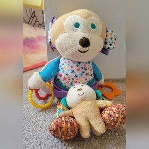 Eric Carle Plush Monkey Rattle Crinkle Stuffed Animal Baby Toy 11"